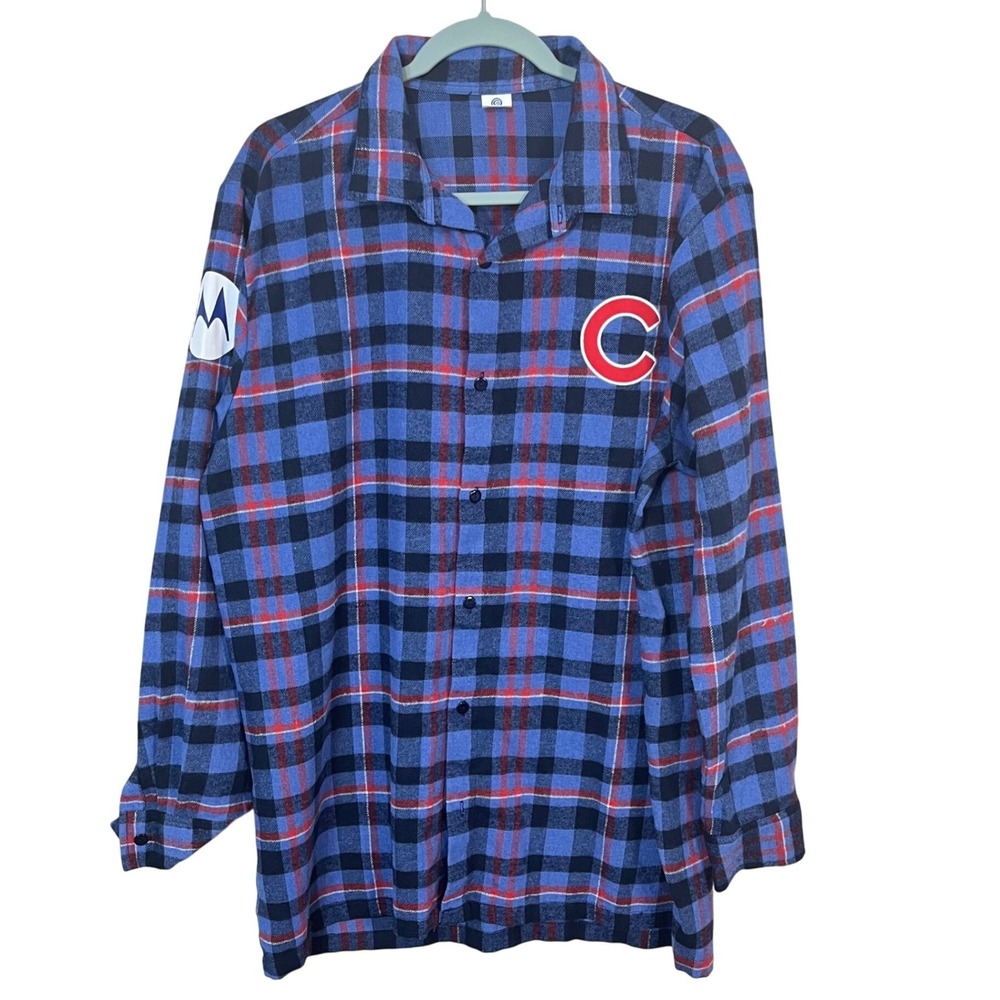 Chicago Cubs MLB Men's Button Up‎ Plaid Flannel Size XL